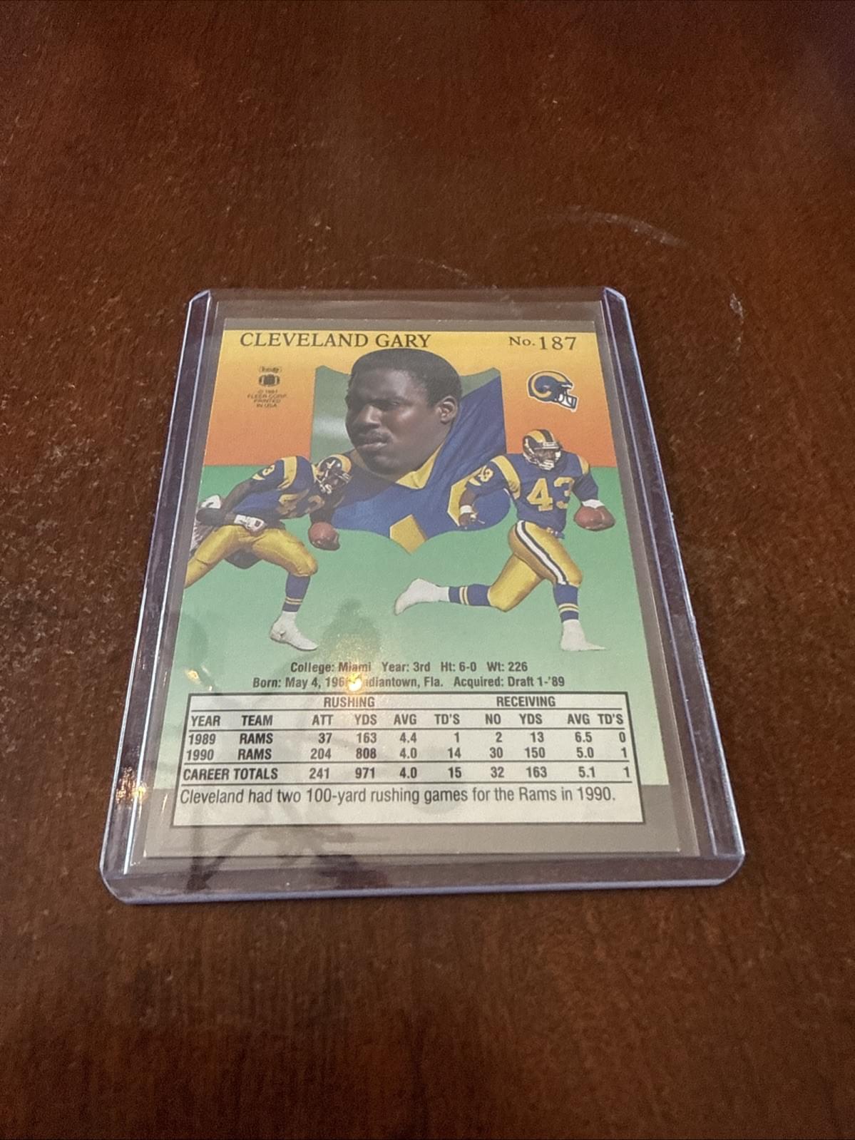 1991 Fleer Ultra - Cleveland Gary #187 Autograph - Kyle’s Football Cards