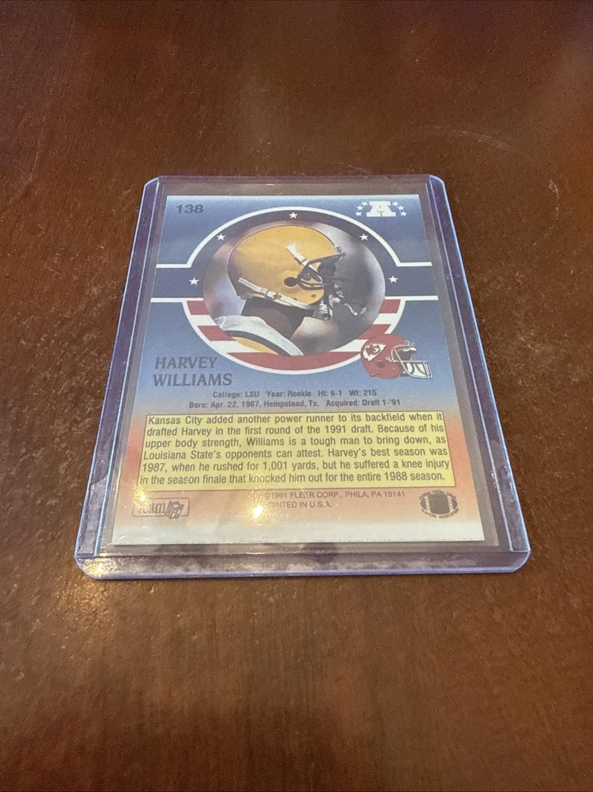 1991 Stars 'n Stripes - Harvey Williams #138 (RC) Autograph - Kyle’s Football Cards