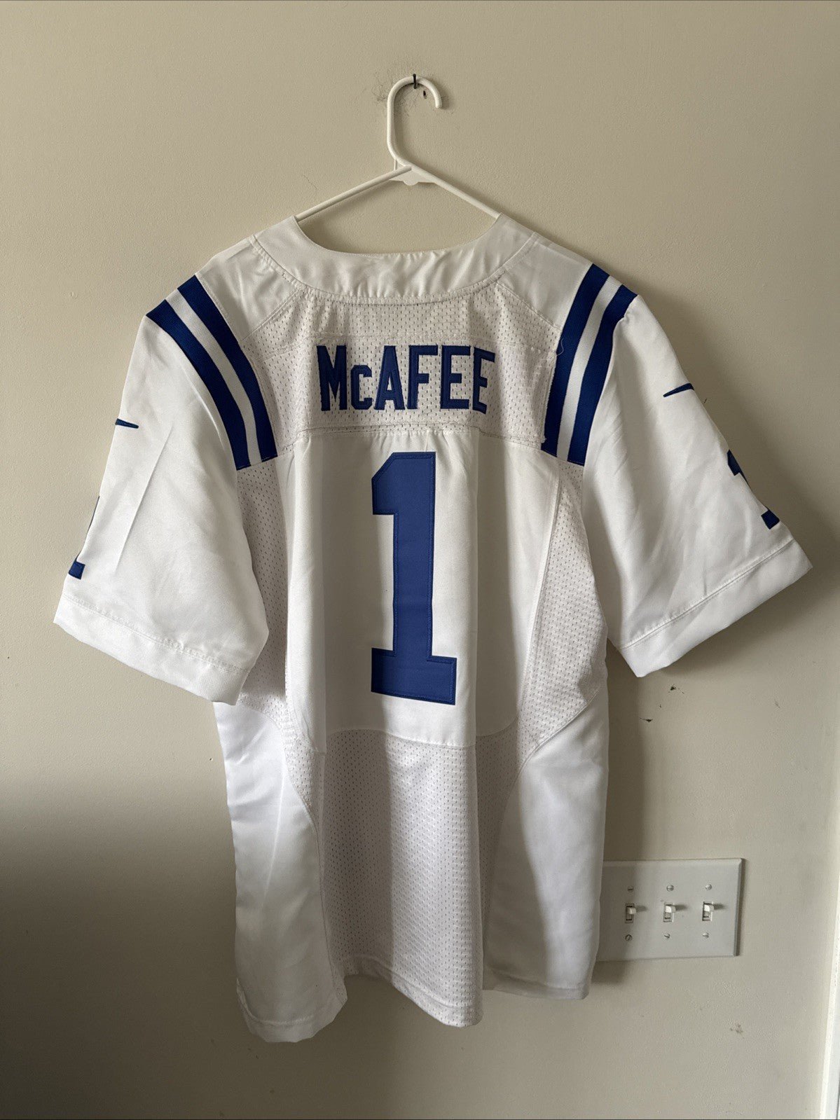 Men’s Nike Pat McAfee #1 Indianapolis Colts Vapor Elite Jersey Sz 48 White RARE - Kyle’s Football Cards
