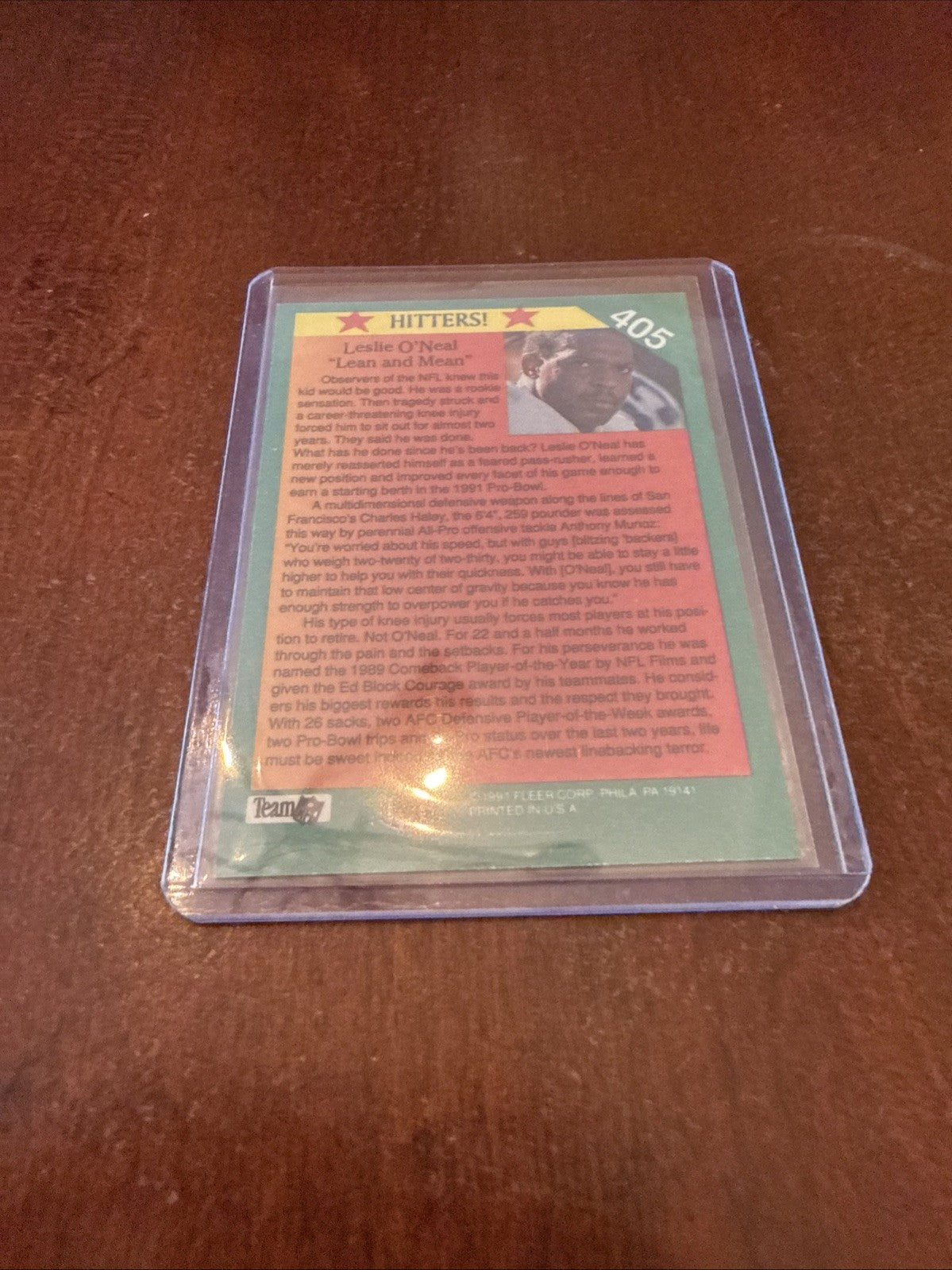 Leslie O'Neal - 1991 Fleer Hitters! Card #405 Autograph