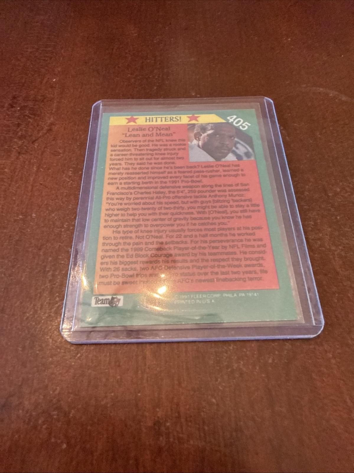 Leslie O'Neal - 1991 Fleer Hitters! Card #405 Autograph