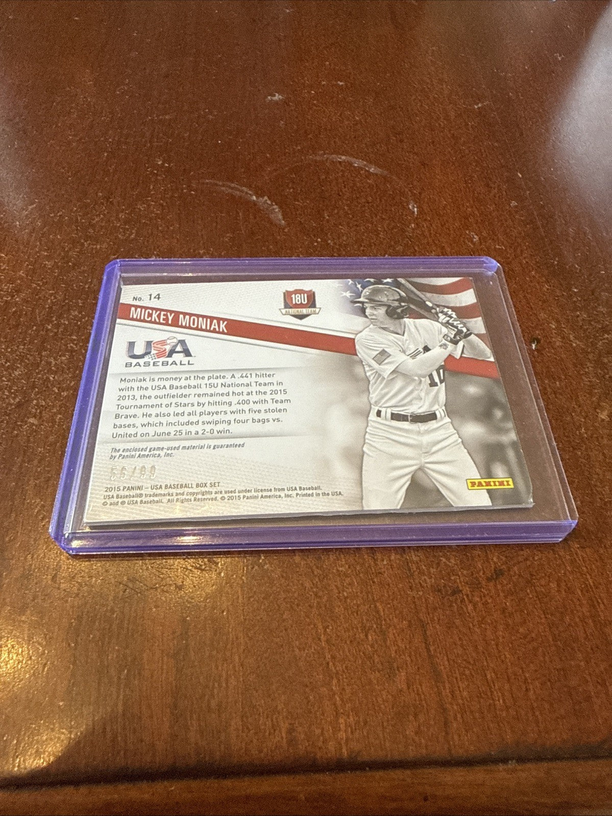 2015 Panini USA Baseball - 18u NT Mickey Moniak #14 Jersey Patch