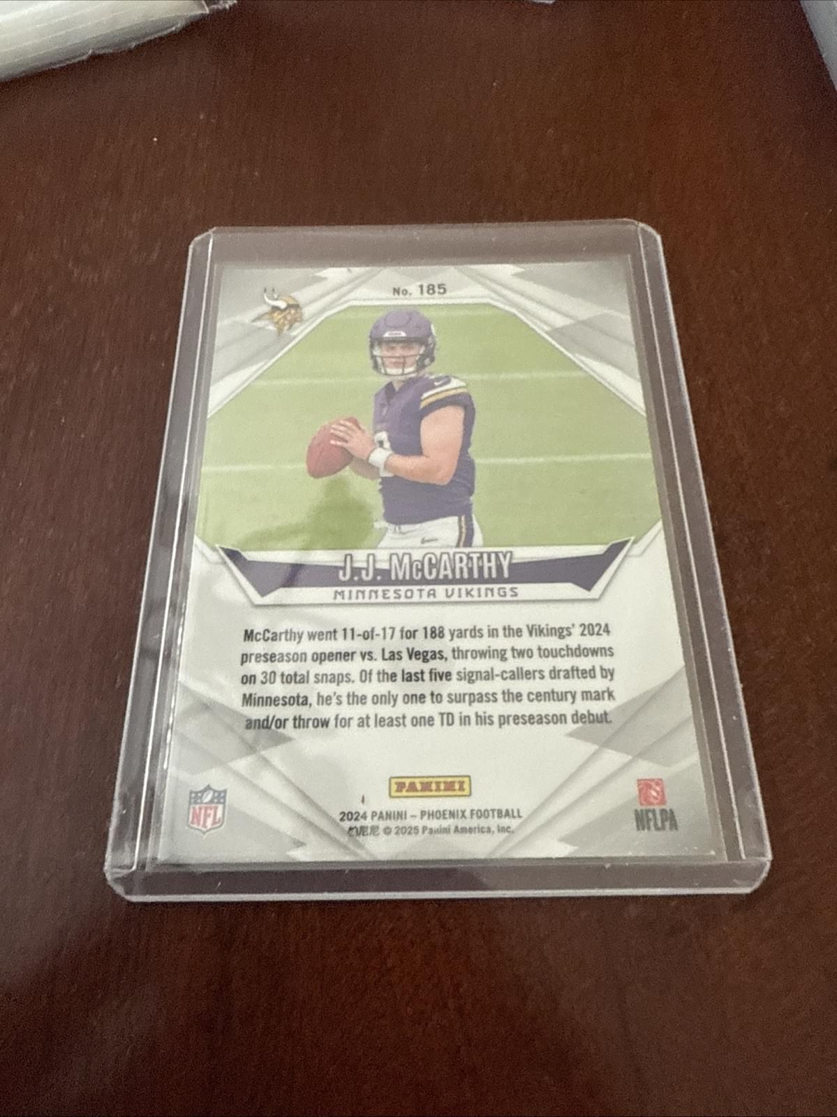 2024 Panini Phoenix JJ McCarthy Purple Fade #185 Vikings Color Match