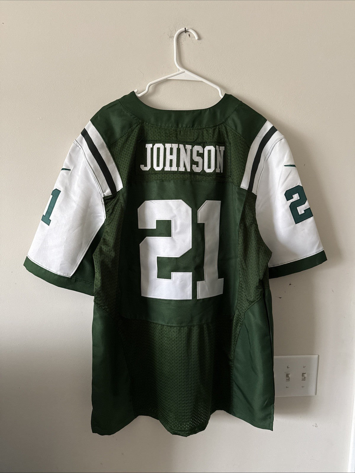 Men’s Nike CHRIS JOHNSON #21 New York Jets NFL Stitched Jersey Sz 52 Green RARE