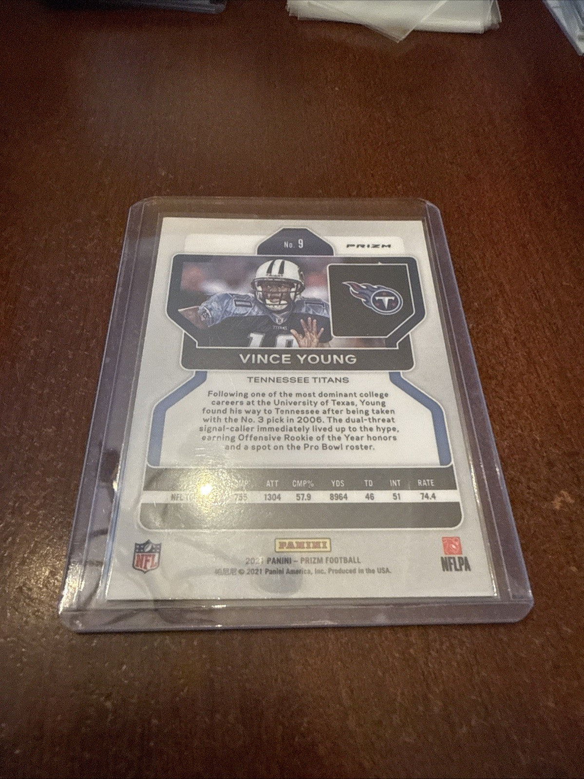 Vince Young 2021 Panini Prizm Orange Lazer Parallel #9 Tennessee Titans