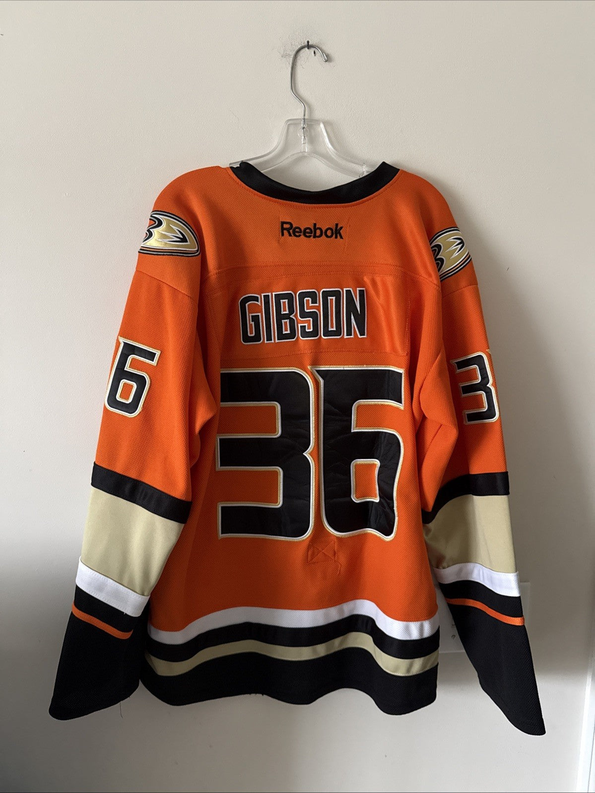 MEN’S REEBOK JOHN GIBSON #36 2015 REEBOK ANAHEIM DUCKS 3rd JERSEY SZ 52 RARE