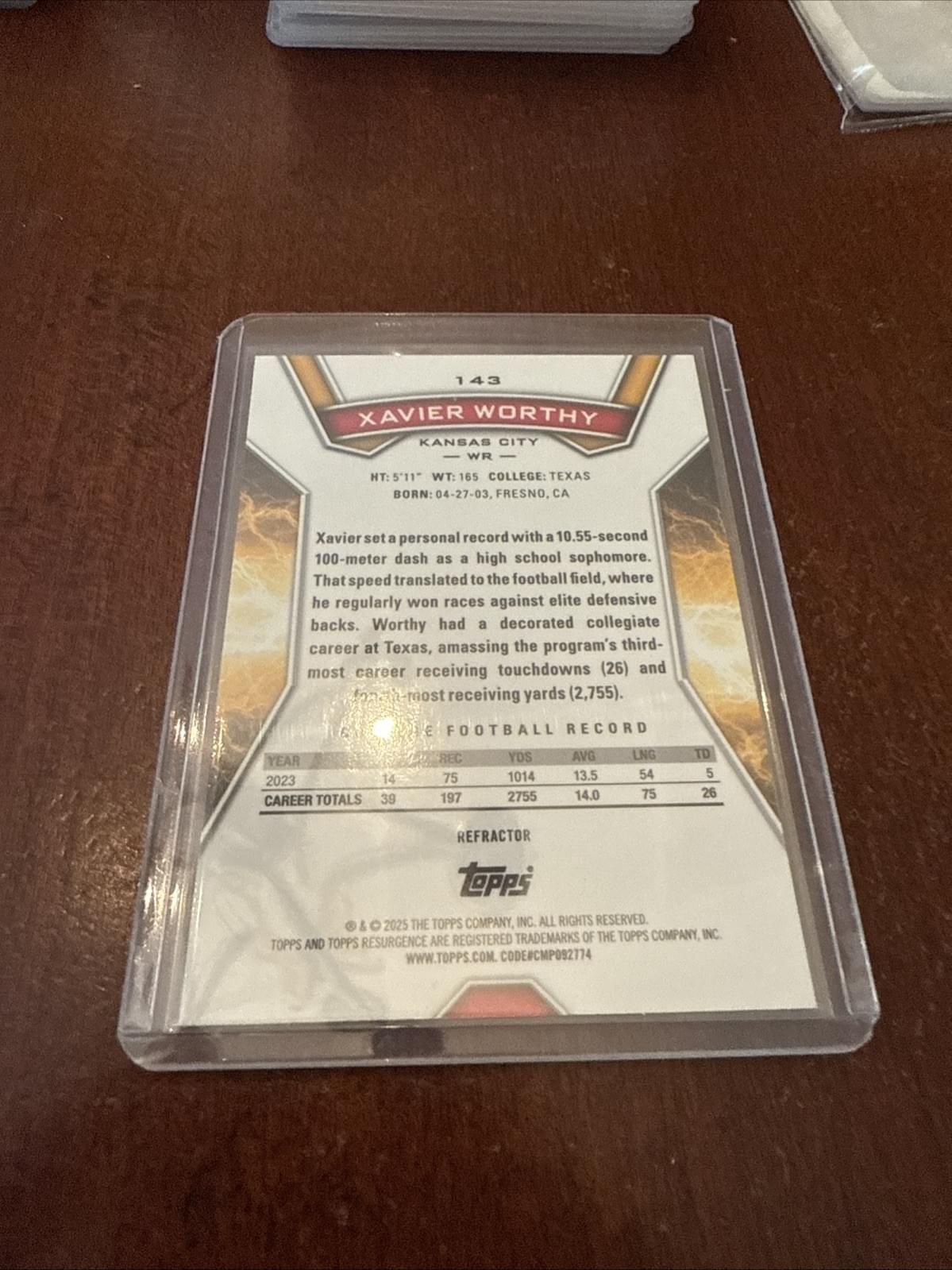 2024 Topps Resurgence Refractor Xavier Worthy RC #143