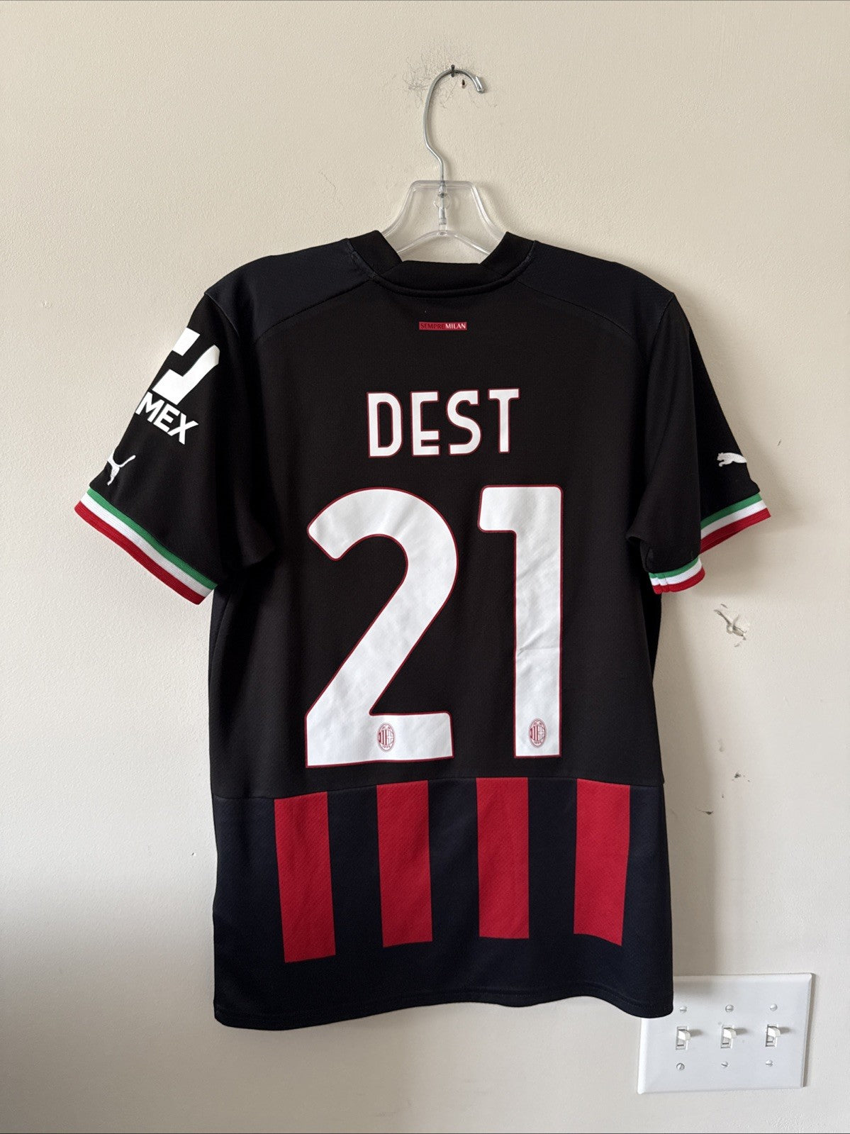 Men’s Sergino Dest #21 AC Milan 2022/23 Home Authentic Jersey Sz S - RARE