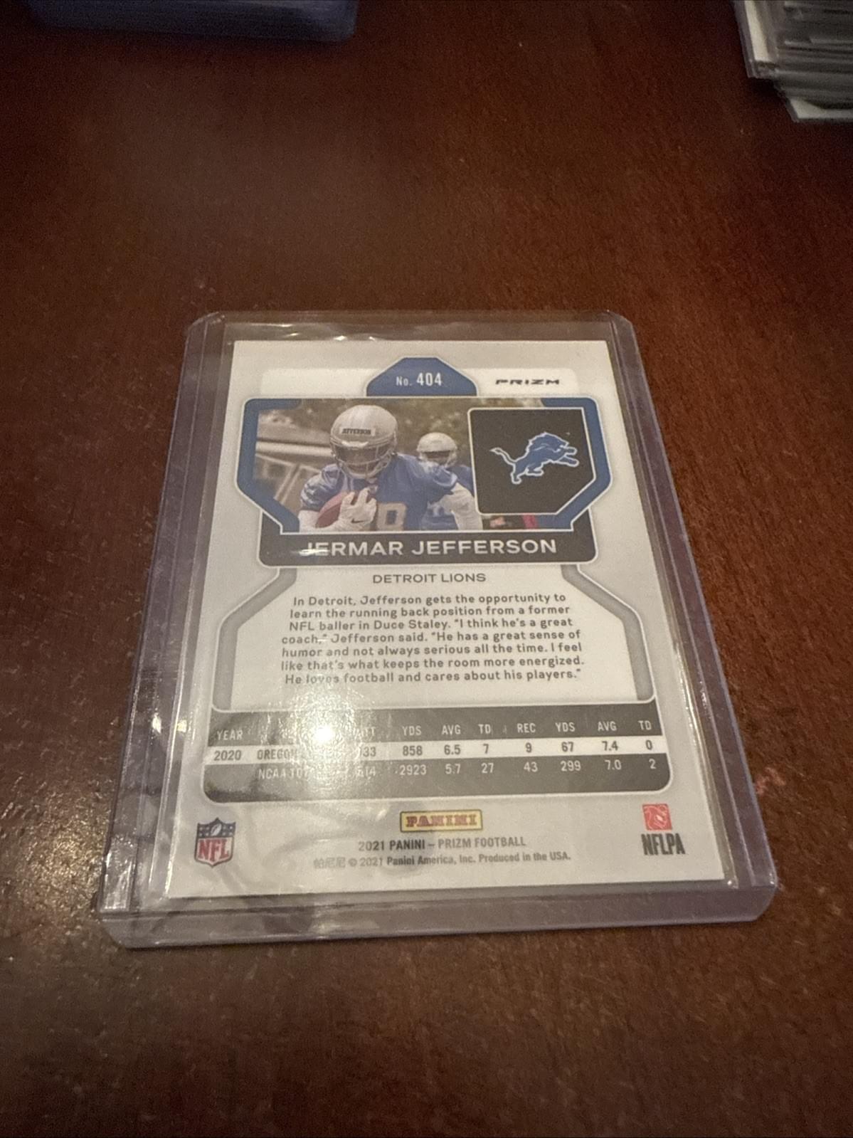 2021 Panini Prizm Jermar Jefferson PINK SP Prizm Rookie Detroit Lions #404