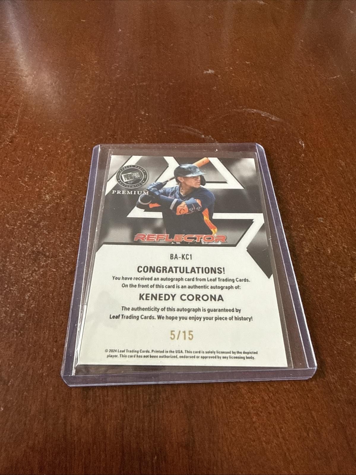 2024 Leaf Press Pass Premium - Purple Reflector Auto Kenedy Corona #BA-KC1 /15