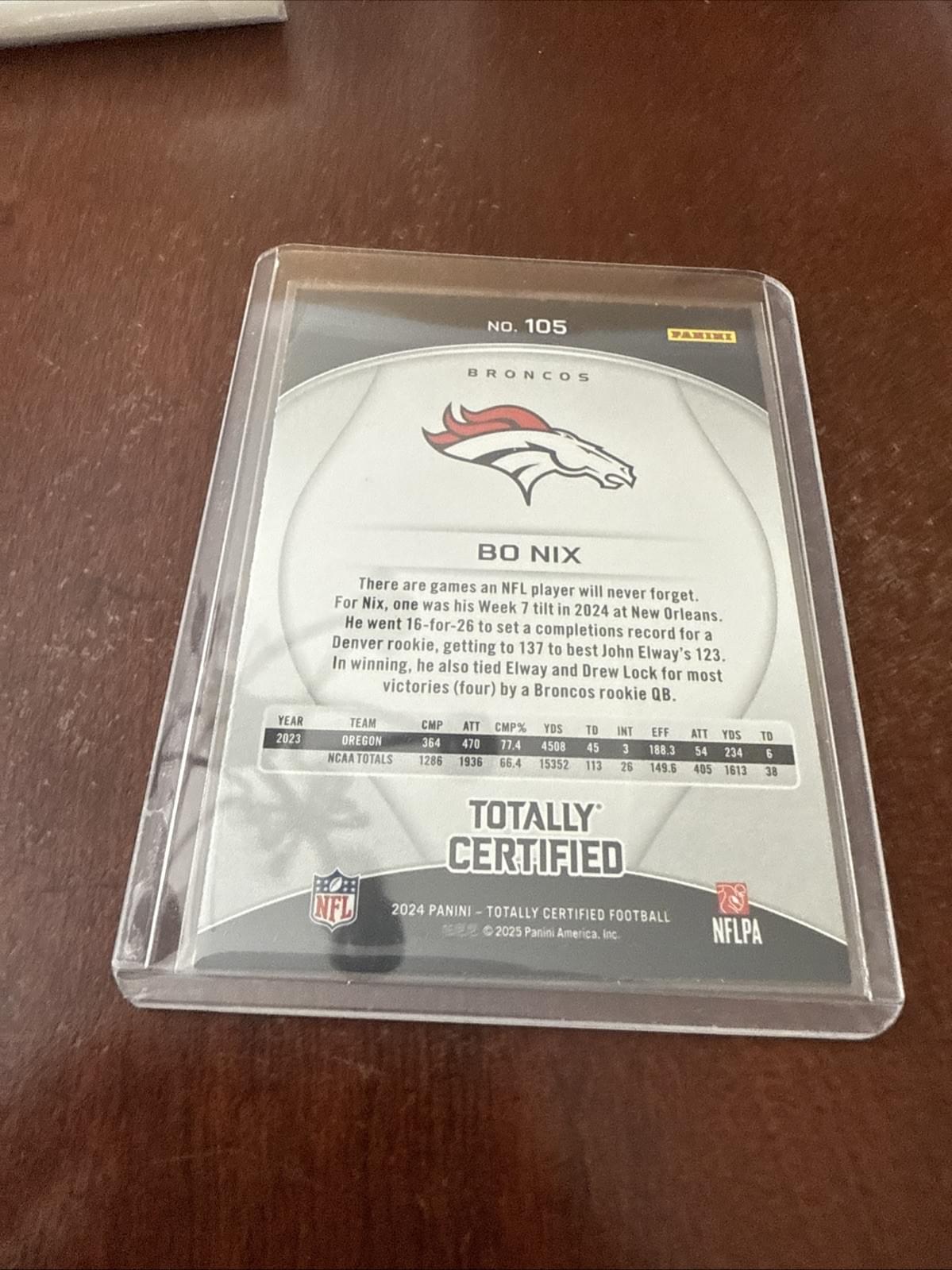 2024 Totally Certified BO NIX RC Rookie Holo Base #105 Denver Broncos