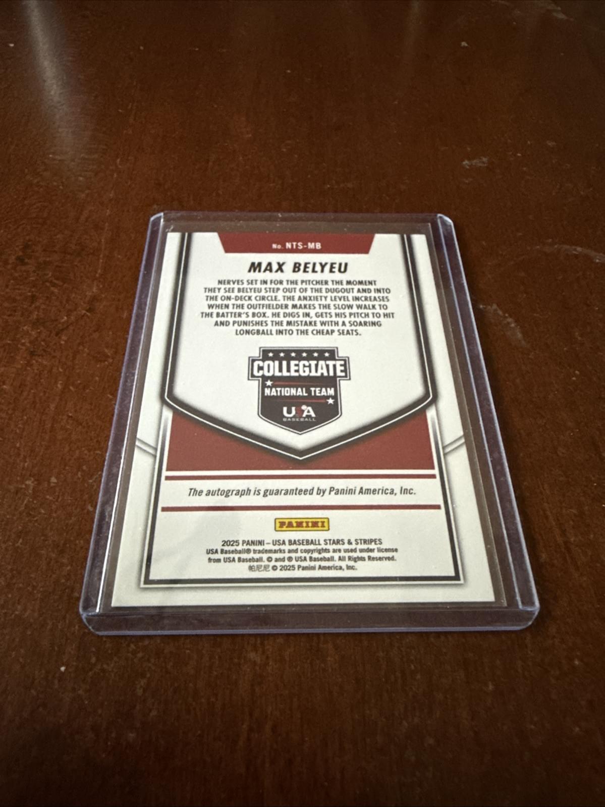 2025 Panini Stars and Stripes - Collegiate NT Signatures Max Belyeu #NTS-MB