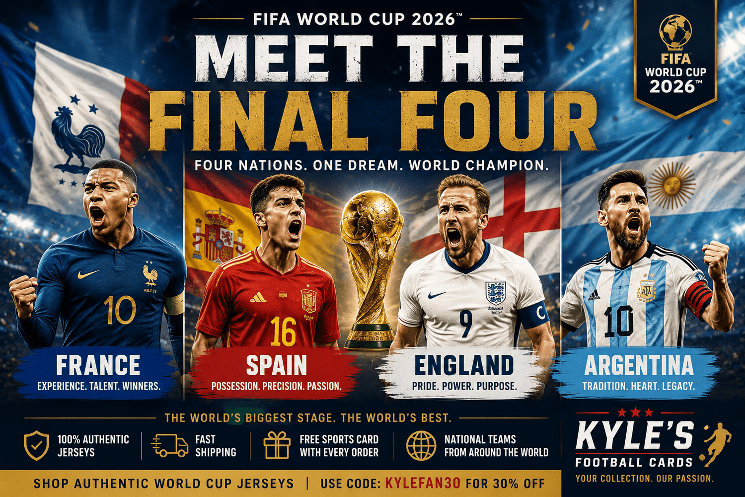 🌍 Meet the Final Four: The Teams Chasing FIFA World Cup 2026 Glory - Kyle’s Football Cards