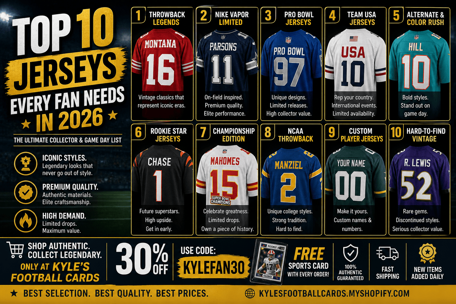 🔥 Top 10 Jerseys Every Fan Needs in 2026 - Kyle’s Football Cards