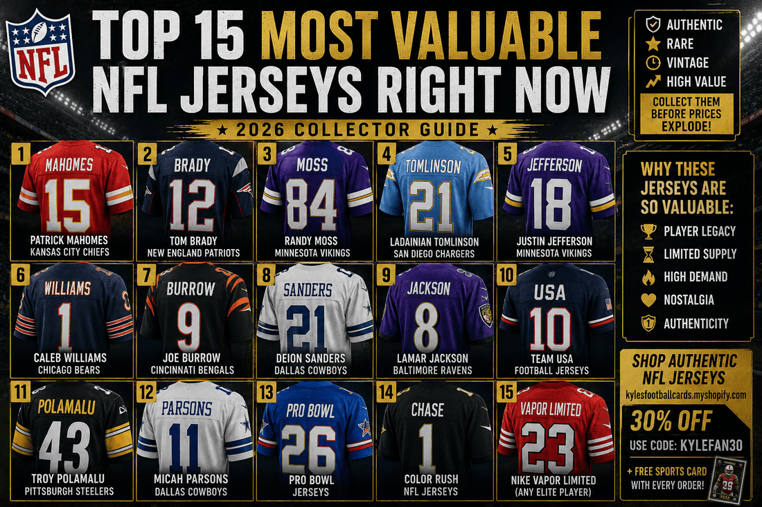 🏆 Top 15 Most Valuable NFL Jerseys Right Now (2026 Collector Guide) - Kyle’s Football Cards