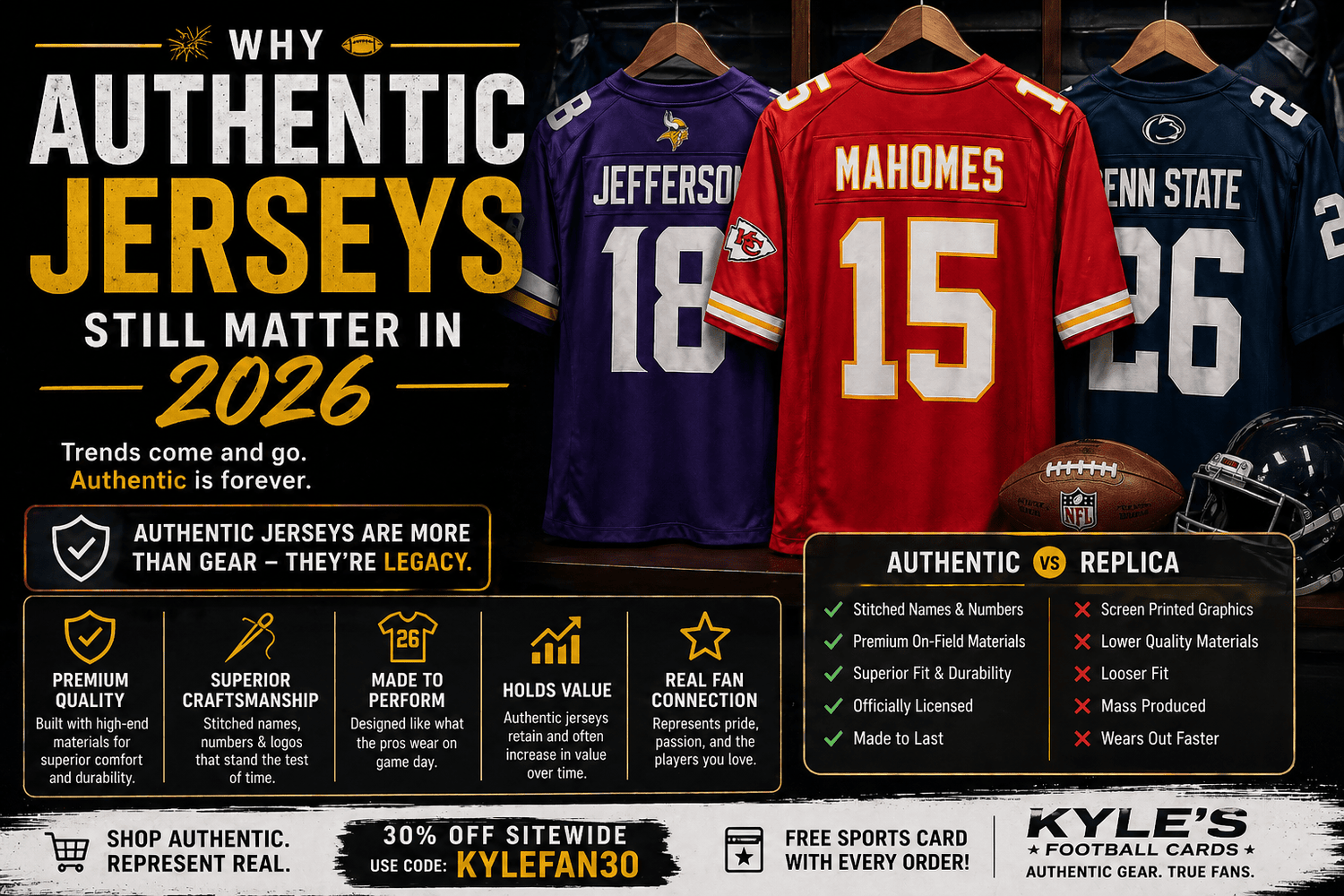 🏈 Why Authentic Jerseys Still Matter in 2026 - Kyle’s Football Cards