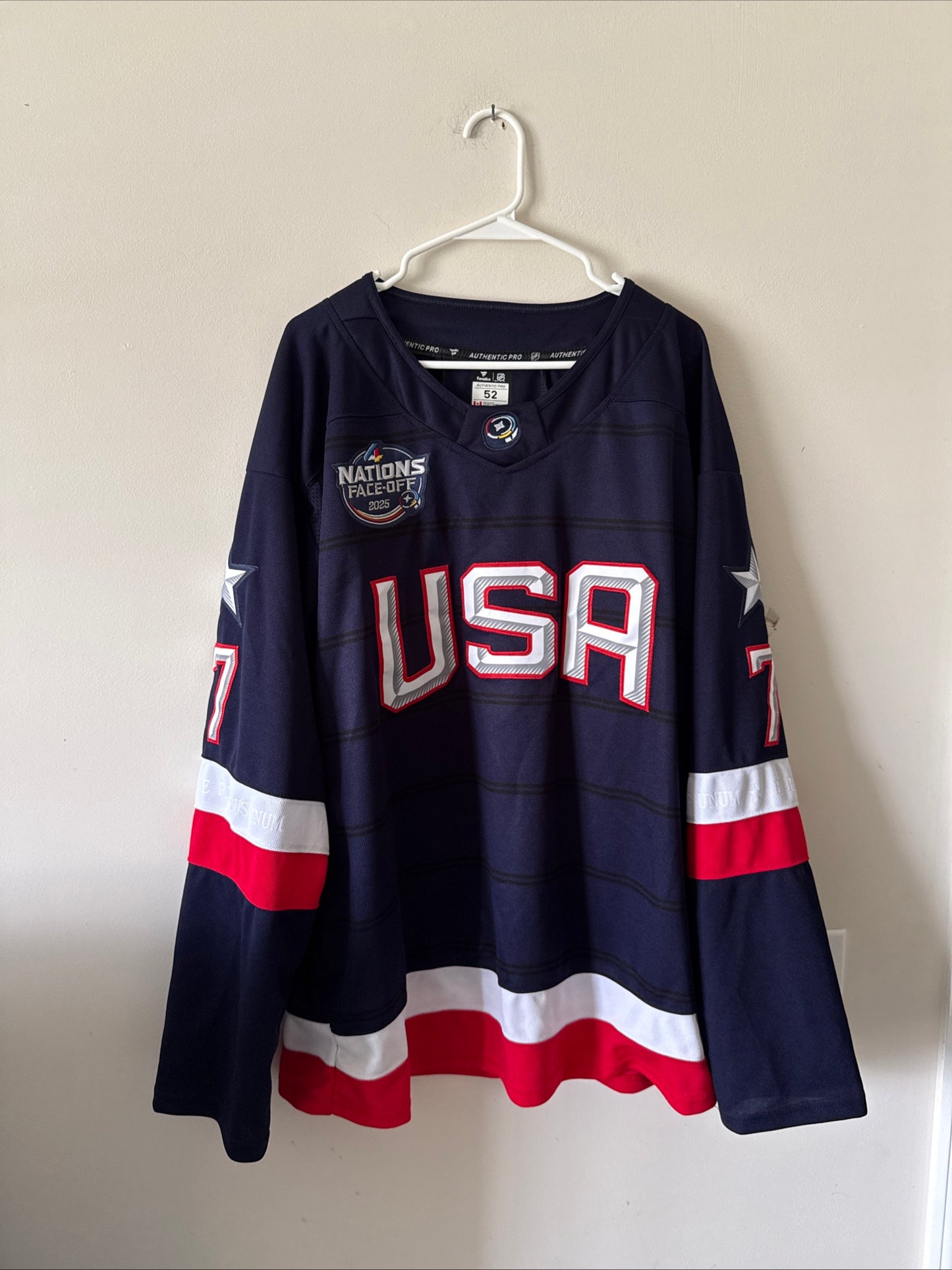 Men’s Fanatics Brady Tkachuk #7 Team USA 4 Nations Face-Off Jersey Sz 52 RARE