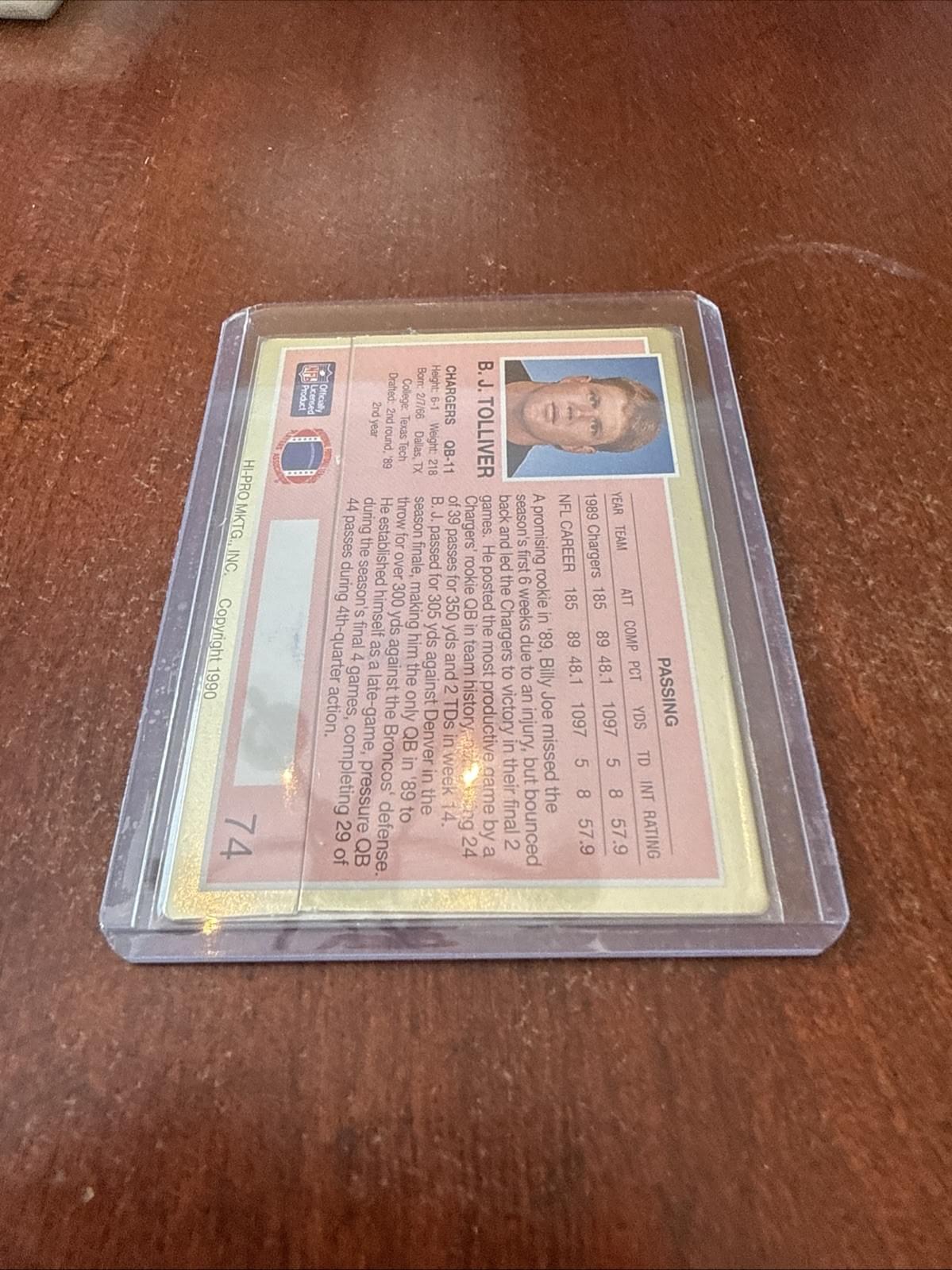 1990 Action Packed Rookie Update - Billy Joe Tolliver #74 Autograph - Kyle’s Football Cards
