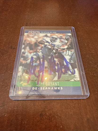 1990 NFL Pro Set Card #300 Seahawks Jeff Bryant Autograph - Kyle’s Football Cards
