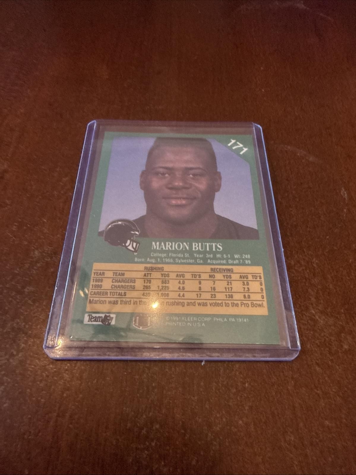 1991 Fleer - Marion Butts #171 Autograph - Kyle’s Football Cards
