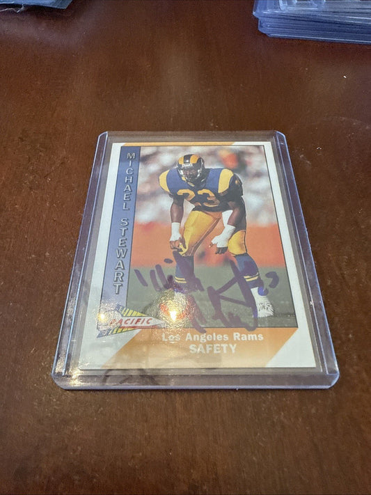 1991 Pacific - Michael Stewart #261 Autograph - Kyle’s Football Cards