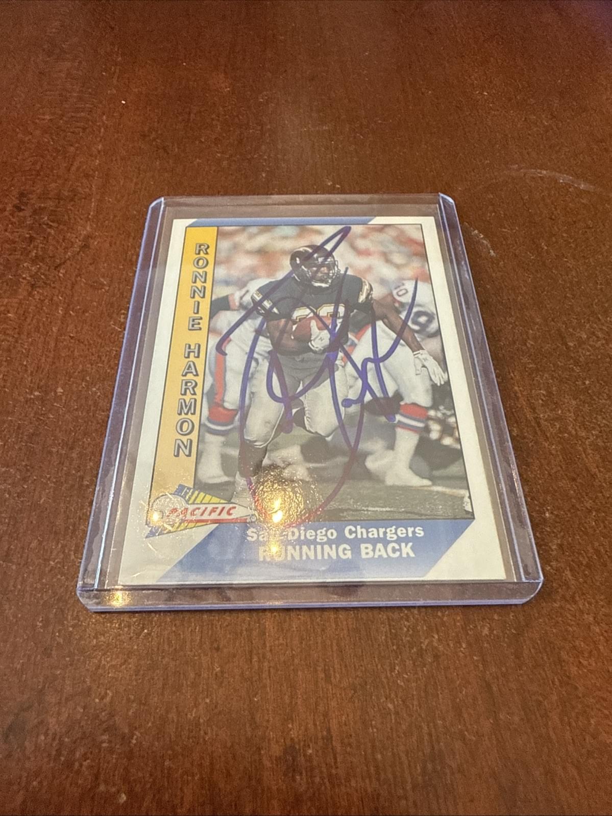 1991 Pacific - Ronnie Harmon #446 Autograph - Kyle’s Football Cards
