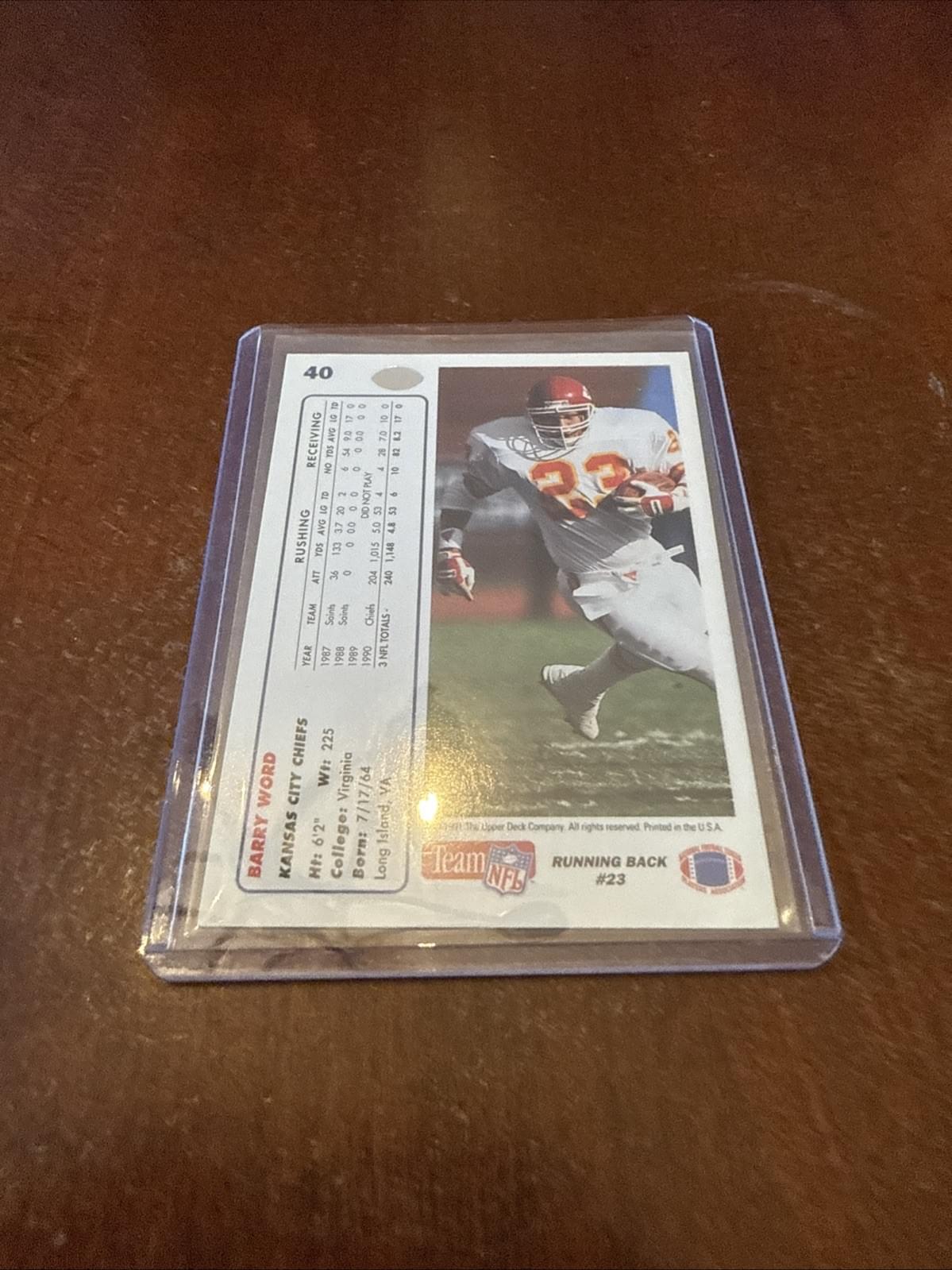 1991 Upper Deck - Barry Word #40 Autograph - Kyle’s Football Cards