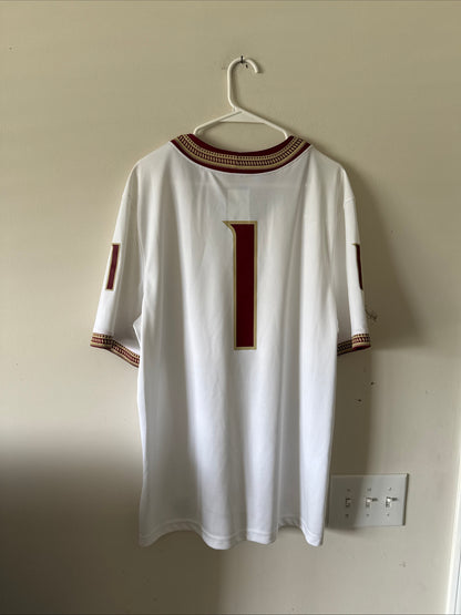 Men's Nike Florida State Seminoles #1 NCAA Football Game Jersey Sz L - White