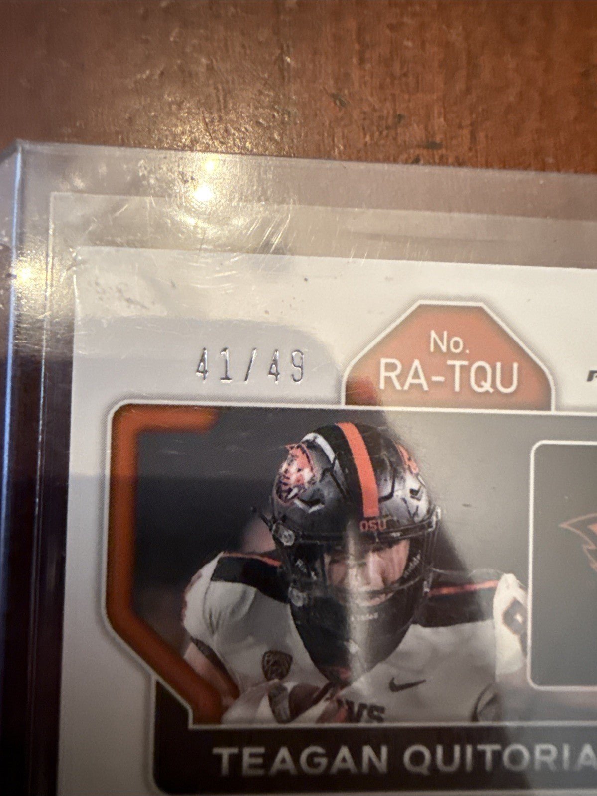 2022 Prizm Draft Picks Orange Pulsar /49 Teagan Quitoriano RC Auto #RA-TQU - Kyle’s Football Cards