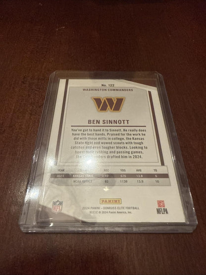 2024 Panini Donruss Elite - Rookies Status Sparkle #122 Ben Sinnott /299 (RC) - Kyle’s Football Cards