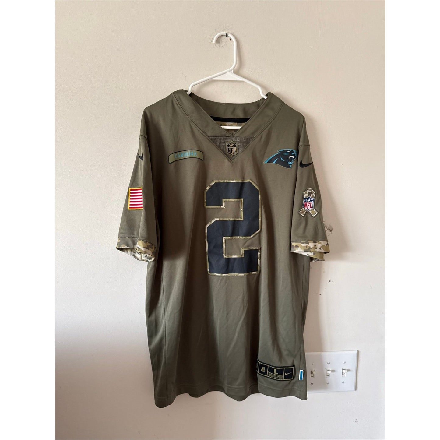 Men's Nike D.J. Moore #2 Carolina Panthers Salute To Service Jersey Sz L - RARE