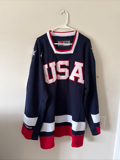 MEN’S NIKE ZACH PARISE #9 TEAM USA AUTHENTIC 2010 OLYMPICS JERSEY SZ 54 - RARE