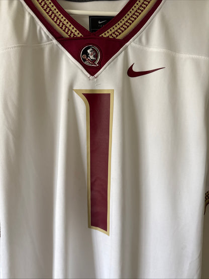 Men's Nike Florida State Seminoles #1 NCAA Football Game Jersey Sz L - White
