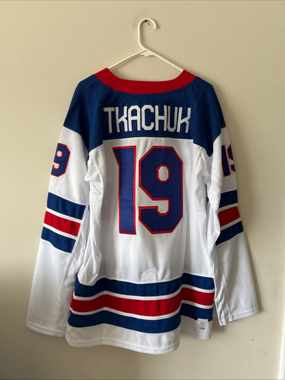 Men’s Nike Matthew Tkachuk #19 Team USA Hockey 2026 Olympics Jersey L White RARE