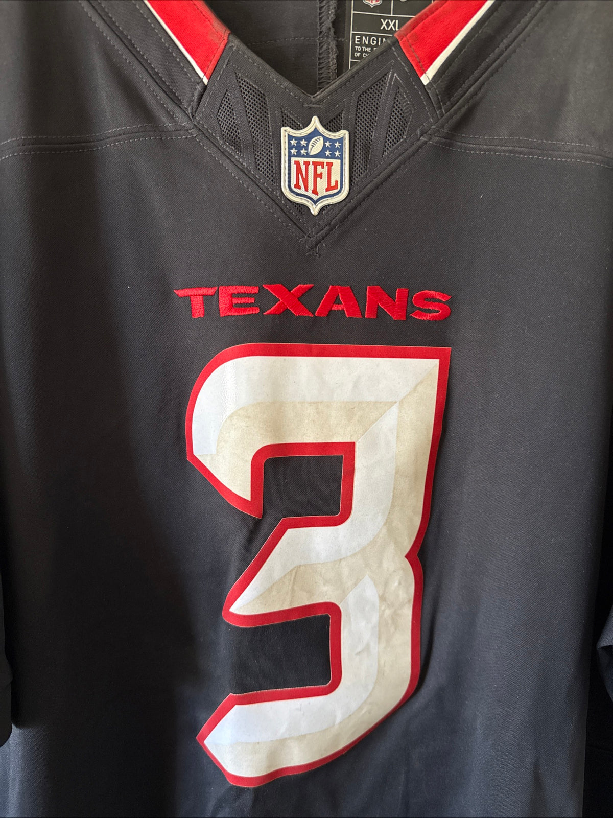 Men's Nike Tank Dell #3 Houston Texans Vapor Lmtd NFL Jersey Sz 2XL - Blue RARE