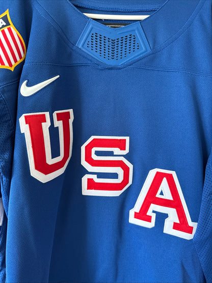 Men’s Nike Jack Hughes #86 Team USA Hockey Jersey 2026 Olympics Sz L Blue RARE