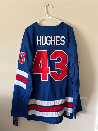 Men’s Nike Quinn Hughes #43 Team USA Hockey Jersey 2026 Olympics Sz XL Blue RARE