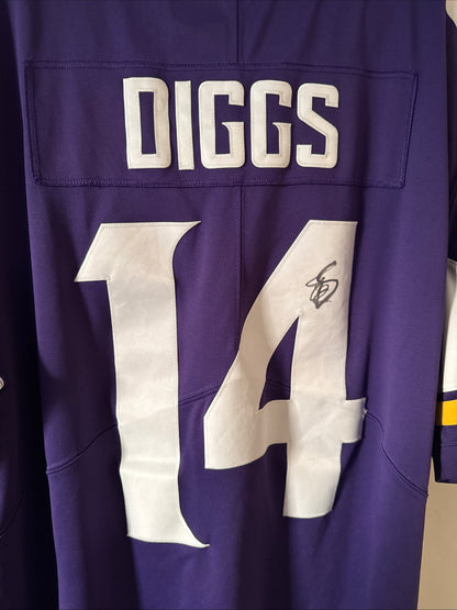 Men’s Nike Stefon Diggs #14 Autographed Vikings Vapor Lmtd Jersey Sz XL - RARE