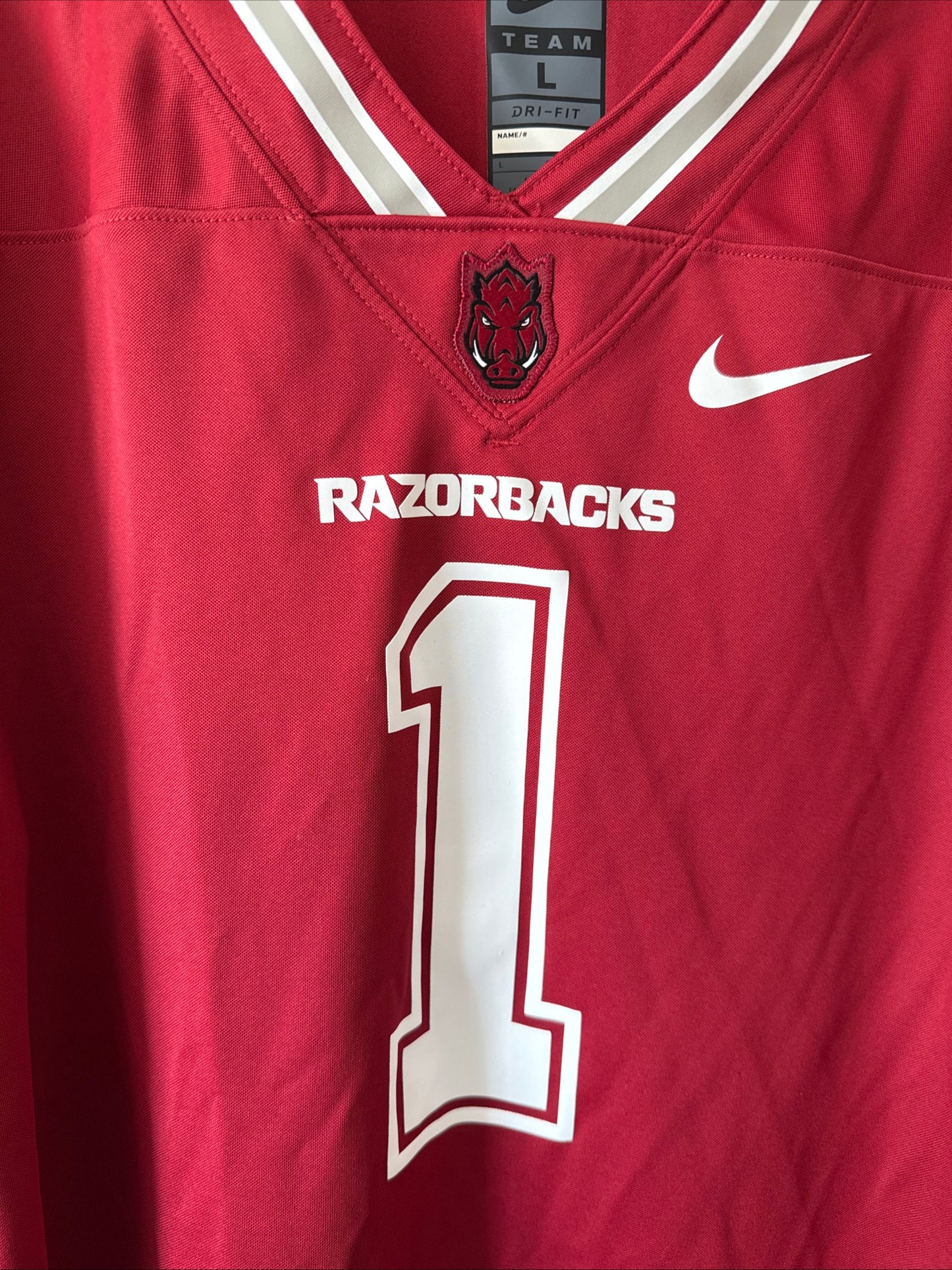 Men’s Nike Arkansas Razorbacks #1 NCAA Football Limited Jersey Sz L - Red RARE