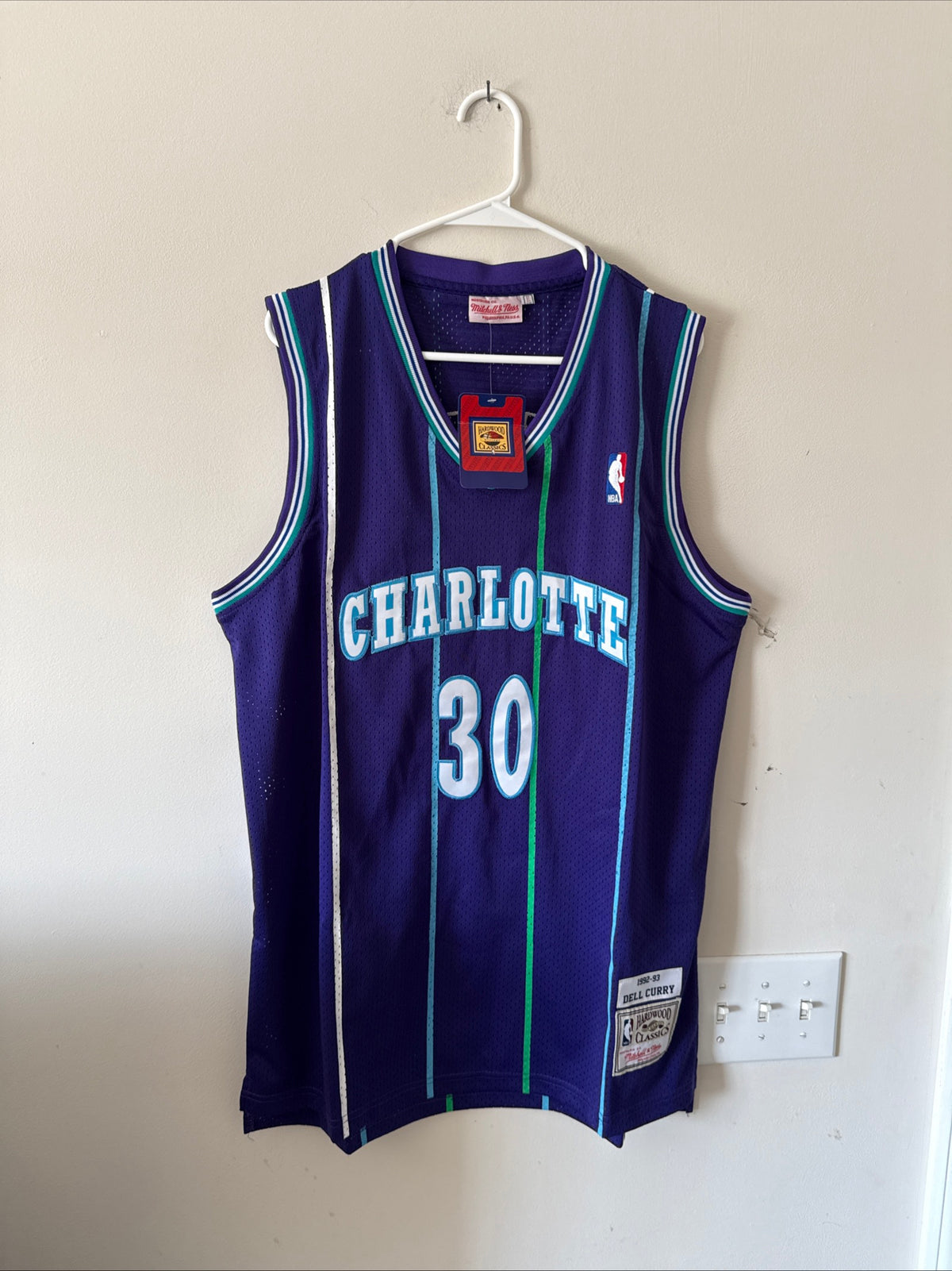 Men's Mitchell & Ness Dell Curry #30 Charlotte Hornets 1992/93 Jersey Sz XL RARE