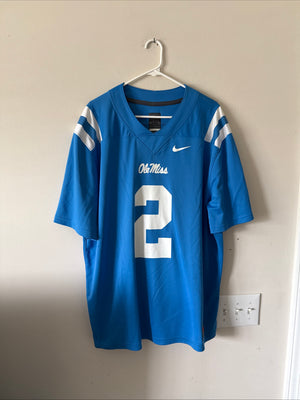 Men's Nike Matt Corral #2 Ole Miss Rebels Alt NCAA Jersey Sz 2XL - Blue RARE