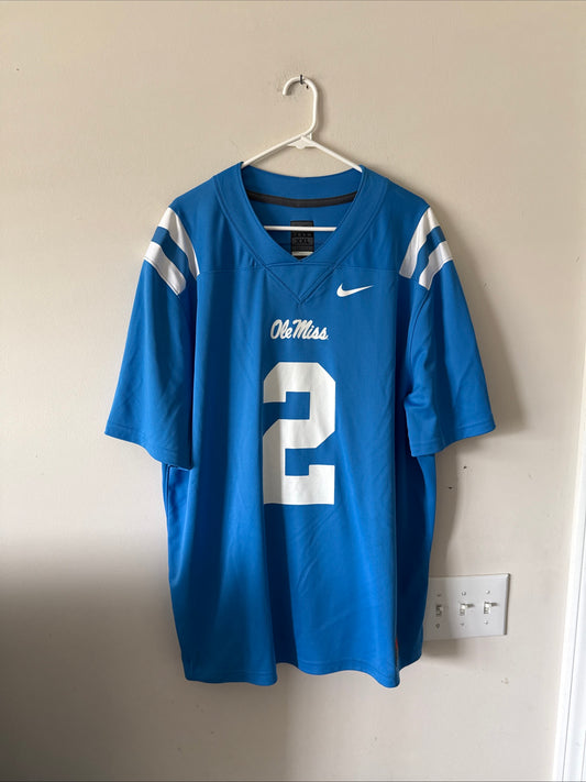 Men's Nike Matt Corral #2 Ole Miss Rebels Alt NCAA Jersey Sz 2XL - Blue RARE