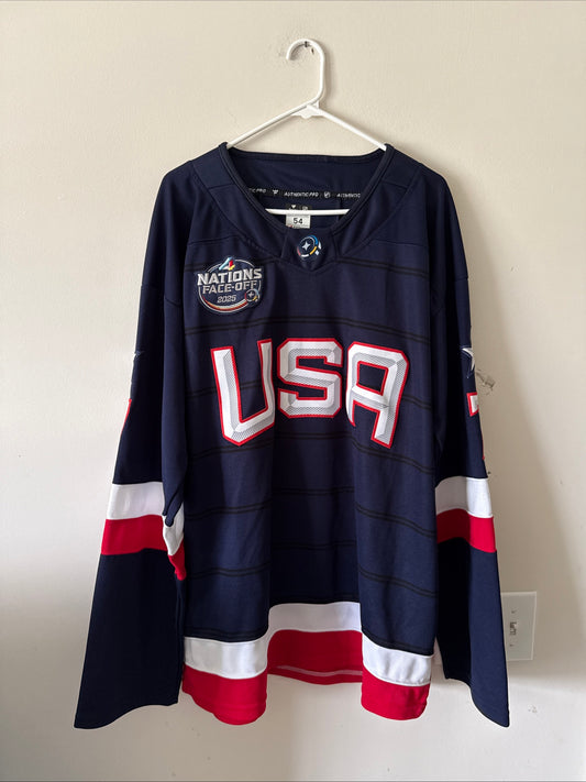 Men’s Fanatics Brady Tkachuk #7 Team USA 4 Nations Face-Off Jersey Sz 54 RARE