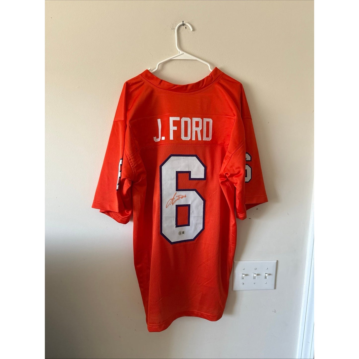 Clemson Tigers Jacoby Ford Autographed Custom Jersey - Beckett Authentication XL