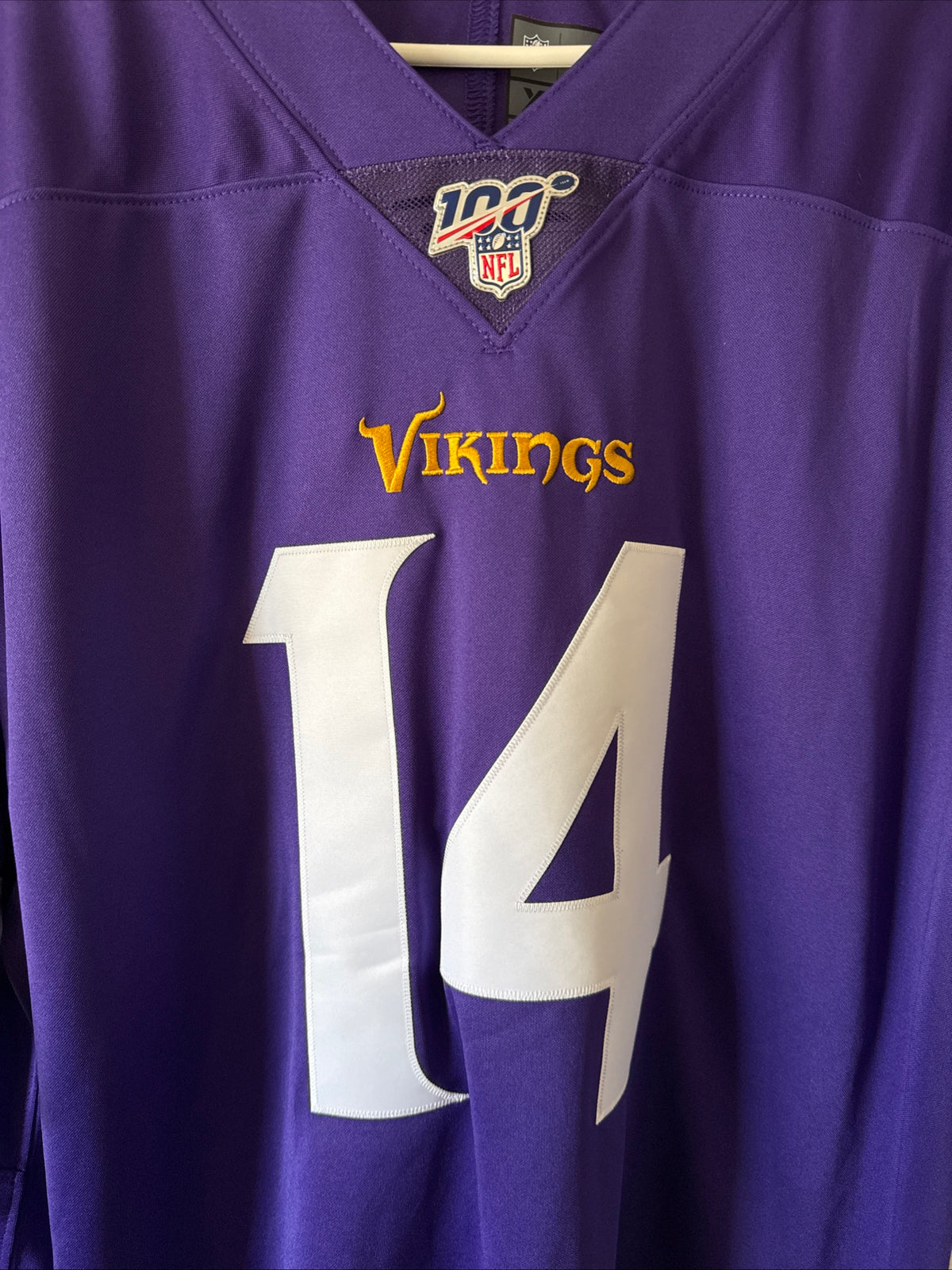 Men's Nike Stefon Diggs #14 Minnesota Vikings NFL 100 Vapor Lmtd Jersey Sz 2XL