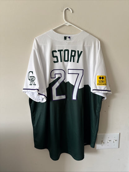 MEN’S NIKE TREVOR STORY #27 COLORADO ROCKIES CITY CONNECT MLB JERSEY SZ XL RARE