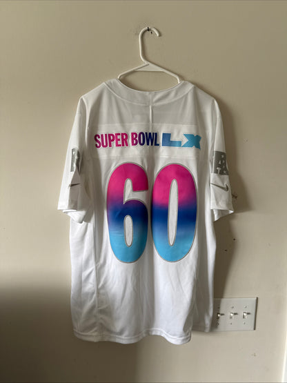 Men’s Nike NFL 2026 Super Bowl LX #60 Vapor Lmtd White Jersey Sz L - NWT RARE