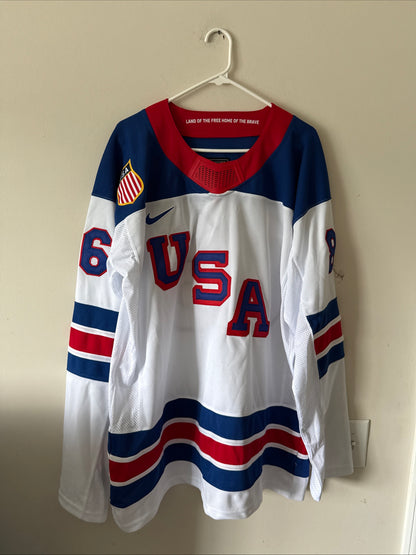 Men’s Nike Jack Hughes #86 Team USA Hockey Jersey 2026 Olympics Sz XL White RARE