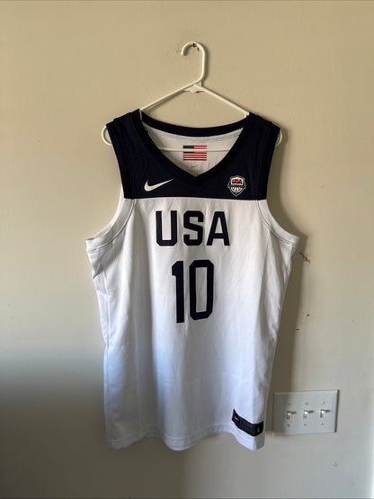 Men's Nike Jayson Tatum #10 Team USA 2019 FIBA World Cup Jersey Sz L White RARE
