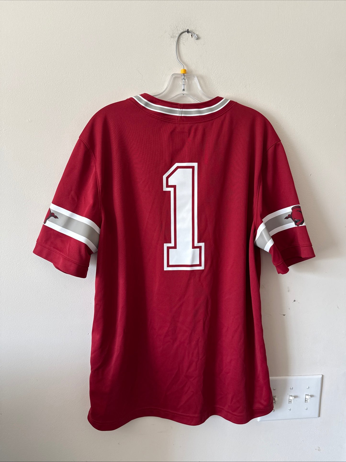 Men’s Nike Arkansas Razorbacks #1 NCAA Football Limited Jersey Sz L - Red RARE